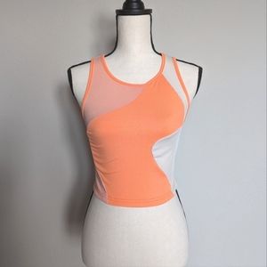 light and bright orange abstract color block cropped ribbed tank top size M